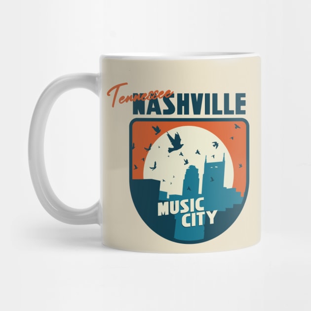 Nashville Tennessee City Sunset Retro Vintage Design by Terrybogard97